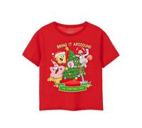 (7-8 Years) SpongeBob SquarePants Short Sleeved T-Shirt (Unisex Kids Red)