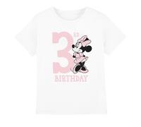 (7-8 Years, White) Disney Childrens/Kids Minnie Mouse 3rd Birthday T-Shirt