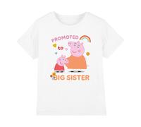 (7-8 Years, White) Peppa Pig Childrens/Kids Promoted To Big Sister T-Shirt