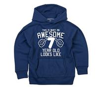7-8 yrs (30") Navy Hoodie 'This is What an Awesome 7 Year Old Looks Like