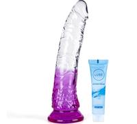 7.86" Realistic Clearp -Purple Gradient Dildo with Strong Suction Cup for Women Hand Free Play Flexible Soft Penis Dong, Adult Sex G-spot Dildos Toys for Vaginal and Anal Stimulation