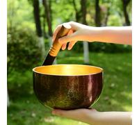 7.87inch Purple Gold Singing BowlTibetan Singing Bowl Set with Silk Cushion and Mallet, Sound Healing Meditation Gift