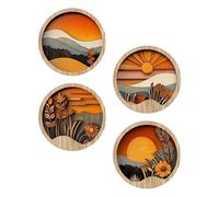7.87Inch Round Wooden Frames Aesthetic Ornament, Boho Wall Art | Boho Living Room Wall Decor, for Porch Fireplace Balcony Gallery