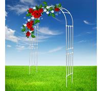 7.8ft Metal Pergola Arbour Garden Arch for Roses Wedding Archway Frame 120 210 250 300 320cm x 240cm Patio Lawn Courtyard Decor (White)