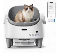 7.8L Automatic Self-Cleaning Litter Box, 3 Adjustable Height Open-Type Smart Litter Box, APP-Controlled, Quiet Operation, ABS Plastic 4075B-5, 41 x 54 x 55 cm, White