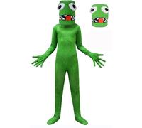 (7-8Years) Halloween Rainbow Friends Green Monster Clothes One Piece Cosplay Tight Costume