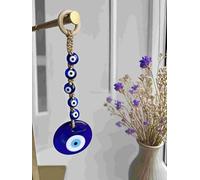 7.9“ Blue Glass Evil Eye Turkish Greek Nazar Amulet Good Luck Charm - Handmade Hanging Ornament for Home, Office, Car Decoration, Garden, Blessing Ornament, Reflects Negative Energy