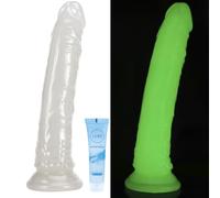 7.9'' Glow in The Dark Green Dildo Sex Toy with Suction Cup for Hands-Free Play,Thick Silicone Dildos Suitable for Beginner Women Men Couples can be Use for G spot and Anal