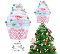 7.9 Inch Pastel Dessert Christmas Tree Topper,Cupcake Party Decorations Ornaments,Color Mini Dessert Cupcake Pendant Set,Candy Donut Christmas Tree Decoration Pastel Christmas Ornaments