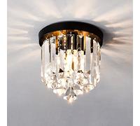 7.9" Mini Crystal Ceiling Light for Aisle Balcony Entrance E27*2 Light Modern Indoor Ceiling Lighting Fixture Flush Mount 3-Color Dimmable Crystal Lamp Chandelier