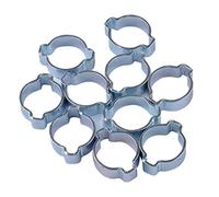 7-9 mm Double Ear Clips,O CLAMP,ZINC Plated Steel,10 Pack, 7 to 9 mm