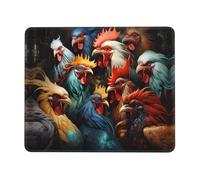 7.9 x 9.5 in Square Mouse Pad - Non-Slip Rubber Base Mouse Mat Colorful Roosters Standing Together Print Computer Mousepad,for Office and Home Desk