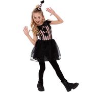 (7-9 Years, Black/Beige) Smiffys Girls Vintage Clown Costume Set