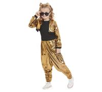 (7-9 Years, Black/Gold) Smiffys Girls 80s Hammertime Costume Set