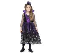 (7-9 Years, Black/Purple) Smiffys Girls Spiderella Costume Set