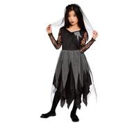 (7-9 Years, Black) Smiffys Girls Grave Yard Bride Costume Set