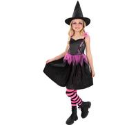 (7-9 Years, Black) Smiffys Girls Rainbow Web Witch Costume