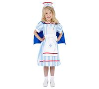 (7-9 Years, Blue/White) Smiffys Girls Nurse Vintage Costume