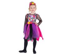 (7-9 Years, Multicoloured) Smiffys Girls Pom Pom Day Of The Dead Costume