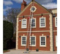 Trade Master Pro® 3 Section Extension Ladder | Auto Locking Clips | Aluminium | Anti Slip Stabiliser bar | Massive 150kg Weight Rating | EN131 Pro Certified | Size: 7.96m
