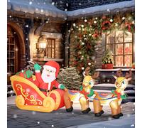 7.9ft Christmas Inflatable Santa on Sleigh, Blow Up Decoration Outsunny Red One Size