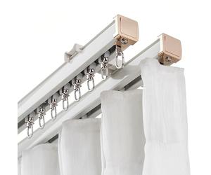 7.9FT Sliding Barn Door Track - White Ceiling/Wall Mount Room Divider Rail for Windows & RV - Double Track System for Stylish Room Separation