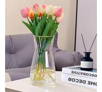 7.9in Tall Iridescent Glass Vases, Modern Boho Ins Style Flower Vase for Home Decor, Decorative Irised Crystal Clear Glass Vase for Table/Shelf/Mantle, Birthday Wedding Housewarming Gift