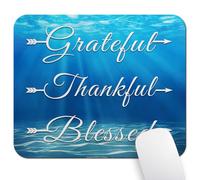 7.9X9.4 Inch Mouse Pad (Grateful Thankful Blessed), Non-Slip Mat For Desk, Smooth Surface For Gaming & Office Work, Idyllic Deep Sea Underwater Pebbly Sandy Mixed Bottom Sun Beams Ocean