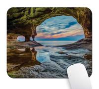 7.9X9.4 Inch Mouse Pad (Natural Cave), Non-Slip Mat For Desk, Smooth Surface For Gaming & Office Work, Rock Shelter With Lake Up On The Sea Mediterranean Wonders Wet Photo