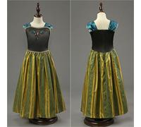 (#7 Anna Dress A Black & Yellow Green, 5-6 Years) Frozen Girls Kids Elsa Fancy Dress Costume Princess Anna Party Dresses Cosplay Outfits