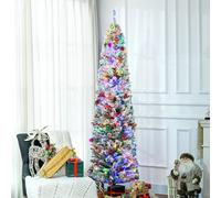 HOMCOM 7ft Pre Lit Artificial Christmas Tree With 250 Colourful LED Lights, Green