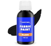 7 Artists Black Fabric Paint 125 ml - Permanent Textile Paint for Clothes, Shoes & Denim | Water Based Jeans, Leather & Sneaker Paints | Washable Non-Toxic Fabric Dye for Cotton & Synthetic Fabrics