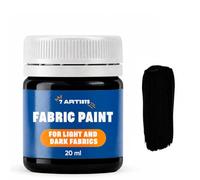7 Artists Black Fabric Paint 20 ml - Permanent Textile Paint for Clothes, Shoes & Denim | Water Based Jeans, Leather & Sneaker Paints | Washable Non-Toxic Fabric Dye for Cotton & Synthetic Fabrics