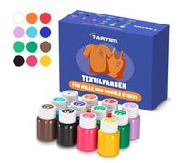 7 Artists Fabric Paint Set 12 x 20 ml - Permanent Textile Paints for Clothes, Shoes & Denim | Water Based Jeans, Leather & Sneaker Paint | Washable Non-Toxic Fabric Dye for Cotton & Synthetic Fabrics
