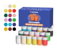 7 Artists Fabric Paint Set 18 x 20 ml - Permanent Textile Paints for Clothes, Shoes & Denim | Water Based Jeans, Leather & Sneaker Paint | Washable Non-Toxic Fabric Dye for Cotton & Synthetic Fabrics