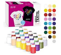 7 Artists Fabric Paint Set 24 x 20 ml - Permanent Textile Paints for Clothes, Shoes & Denim | Water Based Jeans, Leather & Sneaker Paint | Non-Toxic Washable Fabric Dye for Cotton & Synthetic Fabrics