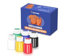 7 Artists Fabric Paint Set 6 x 20 ml - Permanent Textile Paints for Clothes, Shoes & Denim | Water Based Jeans, Leather & Sneaker Paint | Washable Non-Toxic Fabric Dye for Cotton & Synthetic Fabrics