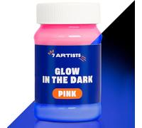 7 Artists Glow in the Dark Paint Pink 100 ml - Fluorescent Acrylic Paint with Luminous & UV Effect | Waterproof After Drying for Glow Art, Crafts & Decorations