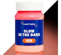 7 Artists Glow in the Dark Paint Red 100 ml - Fluorescent Acrylic Paint with Luminous & UV Effect | Waterproof After Drying for Glow Art, Crafts & Decorations