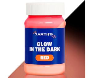 7 Artists Glow in the Dark Paint Red 100 ml - Fluorescent Paint Acrylic for Canvas, Wood and Paper | Phosforescent, Neon, Luminous Piants for Art, Crafts, Festivals and Decoration