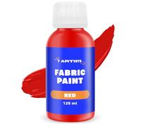 7 Artists Red Fabric Paint 125 ml - Permanent Textile Paint for Clothes, Shoes & Denim | Water Based Jeans, Leather & Sneaker Paints | Washable Non-Toxic Fabric Dye for Cotton & Synthetic Fabrics