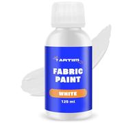 7 Artists White Fabric Paint 125 ml - Permanent Textile Paint for Clothes, Shoes & Denim | Water Based Jeans, Leather & Sneaker Paints | Washable Non-Toxic Fabric Dye for Cotton & Synthetic Fabrics