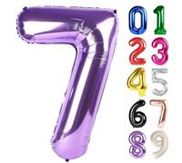 7 Balloon - Purple Birthday Number Balloons, 40 Inch Large Foil Balloons for Men Women Boys Girls Purple Themed Birthday Decorations