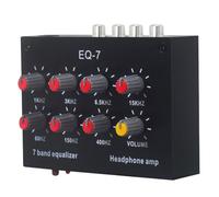 7 Band Car Audio Equalizer, Dual Channel Digital Equalizer, DC5V-12V Output Input 12dB High Bass, 3.5mm Interface, for Recording, Streaming, Podcasting