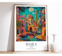 7 Basra Print Basra Travel Poster Middle East Travel Print Islamic Decor Gift for Muslim Iraq A Poster A5 - Wall Art Home Decor Movie Poster Canvas Film Cinema Retro Vintage Cult Classic Nostargic Sa