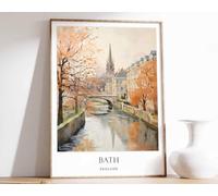 7 Bath Poster England Poster Travel Poster Bath Print Georgian Architecture Poster Roman Baths A3 Poster on Canvas - Wall Art Home Decor Movie Poster Canvas Film Cinema Retro Vintage Cult Classic Nos