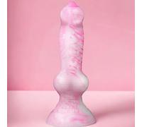 7" Beginner Dog Knot Small Dildo,Realistic Silicone Animal Dildo with Strong Suction Cup, Fantasy Monster Colorful Creature Thin Pink Dildos, Wolf Plug Sex Toy for Women Men Couple Play Game