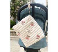 (7, beige) New Mommy Bag Cute Print Embroidery Mommy Bag Zipper Newborn Baby Diaper Bag Nappy Pouch Travel Stroller Storage Bags