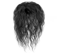 7" Black Curly Human Hair Topper, Clip in with Bangs for Women