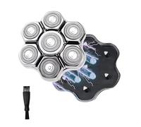 7 Blades Magnetic Head Shaver Replacement Heads Double Ring Waterproof Rotary Razor Blades for Bald Men Compatible with freebird wyklaus shpavver (Silver)